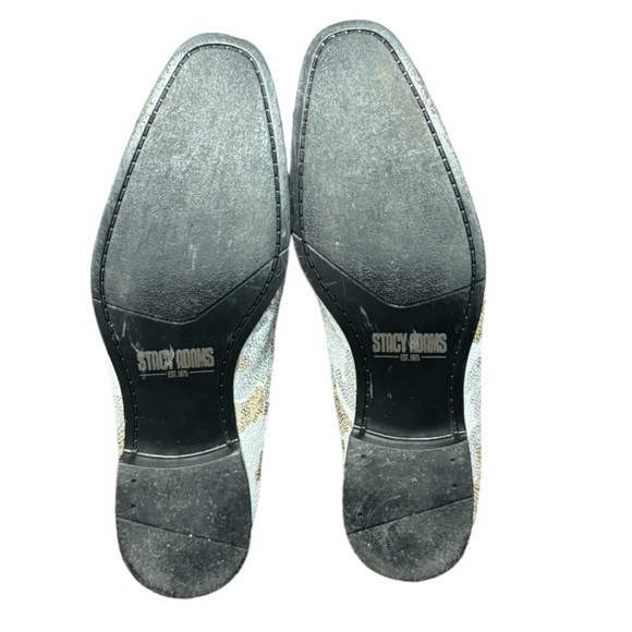 Stacy Adams Strut Gold White Silver Sequin Men's 10 Slip On Oxfords #25253-110 - Picture 6 of 7